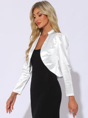 Satin Open Front Long Sleeves Cropped Bolero Shrug