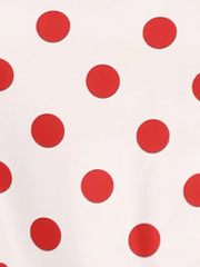 Summer Polka Dots Top Bow Tie V Neck Ruffled Cap Sleeve Office Blouse