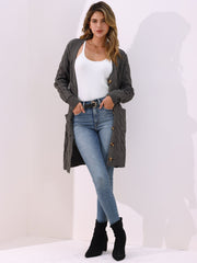 Long Sleeves Cable Knit Button Down Cardigan