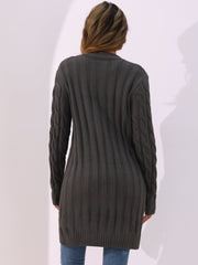 Long Sleeves Cable Knit Button Down Cardigan