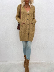 Long Sleeves Cable Knit Button Down Cardigan