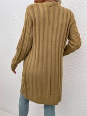 Long Sleeves Cable Knit Button Down Cardigan
