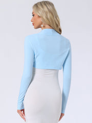 Elegant Long Sleeve Knit Open Front Cropped Bolero Shrug