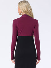 Elegant Long Sleeve Knit Open Front Cropped Bolero Shrug