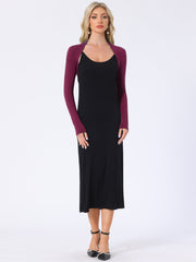 Elegant Long Sleeve Knit Open Front Cropped Bolero Shrug