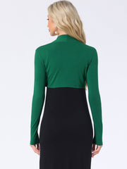 Elegant Long Sleeve Knit Open Front Cropped Bolero Shrug
