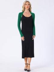 Elegant Long Sleeve Knit Open Front Cropped Bolero Shrug