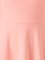 3/4 Sleeve Boat Neck Solid Color A-Line Midi Dress