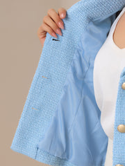 Tweed Shawl Collar Button Down Long Sleeves Textured Blazer
