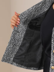Tweed Shawl Collar Button Down Long Sleeves Textured Blazer