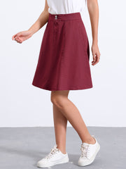 High Waisted A-Line Flared Casual Denim Midi Jean Skirt