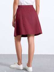 High Waisted A-Line Flared Casual Denim Midi Jean Skirt