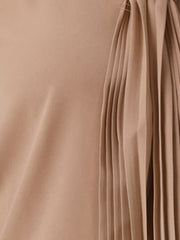 Long Sleeve Chiffon Pleated Tie Neck Office Blouse