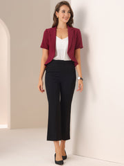 Business Casual Lapel Short Sleeve Open Front Cropped Blazer