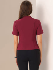 Business Casual Lapel Short Sleeve Open Front Cropped Blazer