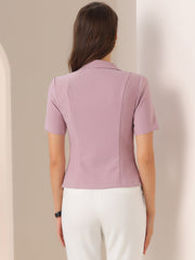 Business Casual Lapel Short Sleeve Open Front Cropped Blazer