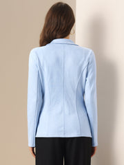 Faux Suede Lapel Collar Long Sleeve Casual Work Office Jacket