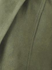 Faux Suede Lapel Collar Long Sleeve Casual Work Office Jacket