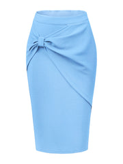 Work Pencil Ruched High Waist Bodycon Midi Skirt