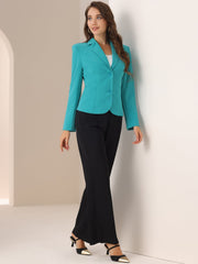 Solid Work Office Lapel Collar Stretch Jacket Suit Blazer