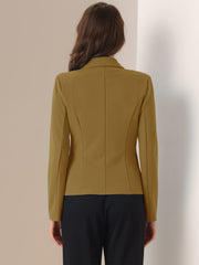 Solid Work Office Lapel Collar Stretch Jacket Suit Blazer
