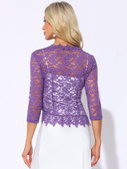 Floral Lace Evening 3/4 Sleeves Formal Elegant Bolero Shrugs