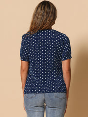 Polka Dot Peter Pan Collar Rockabilly Puff Short Sleeve Shirt
