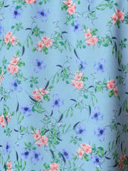 Chiffon Short Sleeve Ruffled Trim Floral Blouse Top