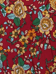 Boho Floral Off Shoulder Puff Sleeves Maxi Smocked Dress