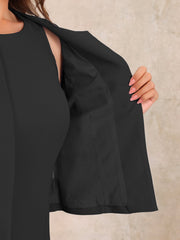 2 Pieces Long Sleeves Collarless Jacket & Sleeveless Fishtail Midi Dress Sets