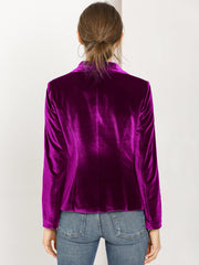 Solid Shawl Collar Single Button Velvet Blazer