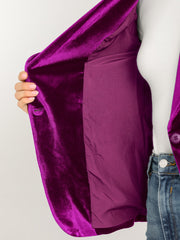 Solid Shawl Collar Single Button Velvet Blazer