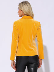 Shawl Collar Single Button Velvet Solid Office Work Jacket Blazer