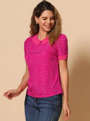 Peter Pan Collar Vintage Polka Dots Short Sleeves Blouse