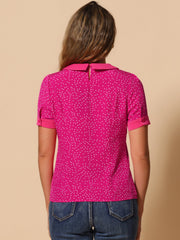 Peter Pan Collar Vintage Polka Dots Short Sleeves Blouse