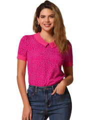 Peter Pan Collar Vintage Polka Dots Short Sleeves Blouse