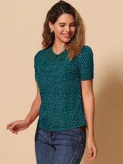 Peter Pan Collar Vintage Polka Dots Short Sleeves Blouse