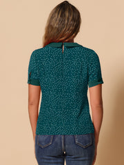 Peter Pan Collar Vintage Polka Dots Short Sleeves Blouse