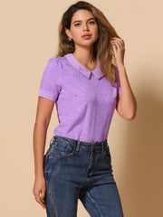 Peter Pan Collar Vintage Polka Dots Short Sleeves Blouse
