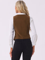 Retro Velvet Waistcoat V Neck Sleeveless Racerback Steampunk Vest