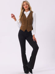 Retro Velvet Waistcoat V Neck Sleeveless Racerback Steampunk Vest
