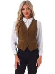 Retro Velvet Waistcoat V Neck Sleeveless Racerback Steampunk Vest
