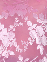 See Through Mesh Mock Neck Velvet Floral Blouse