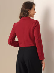 Notched Lapel Collar Casual Office Blazers Cropped Jacket
