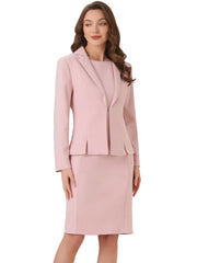 2 Pieces Sleeveless Midi Sheath Dress & Long Sleeve Blazer Set