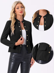 Open Front Blazers Casual Long Sleeve Buttons Office Suit Jacket