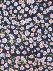 Floral Peasant Elastic Waist A-Line Ditsy Leave Midi Skirt