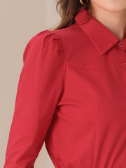 Leotard Shirt Collared Business Casual Button Down Long Sleeves Bodysuit