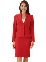 2pc Business Collarless Blazer and Formal Pencil Skirt Suit Sets