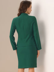 2pc Business Collarless Blazer and Formal Pencil Skirt Suit Sets